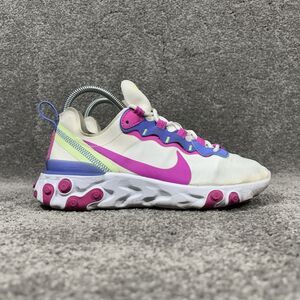 Nike React Element 55 BQ2728-104 Women’s Size 7 White Fire Pink Sapphire Shoes